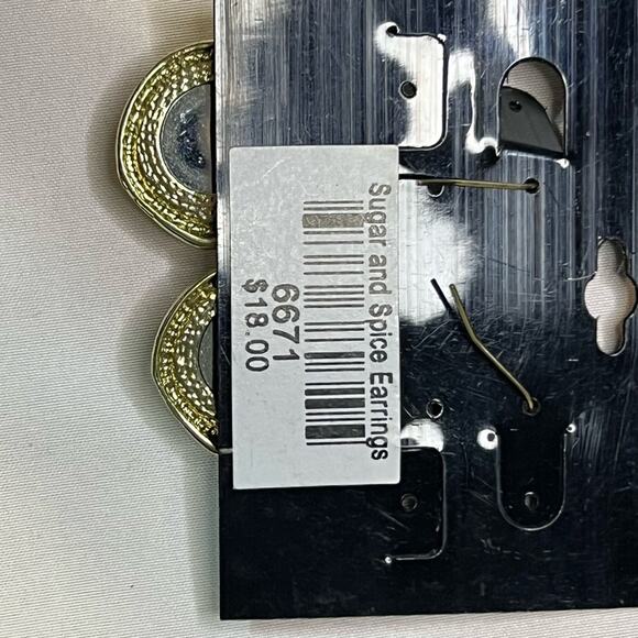 Traci Lynn Gold & Clear Teardrop Earrings Pierced - Picture 2 of 3